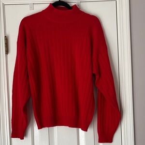 Charter Club Red Cashmere Ribbed Mock Neck Sweater